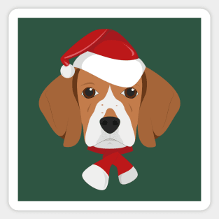 Santa Beagle Dog Sticker